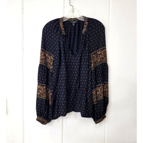 Lucky Brand Tops - Lucky Brand Black Floral Peasant Blouse